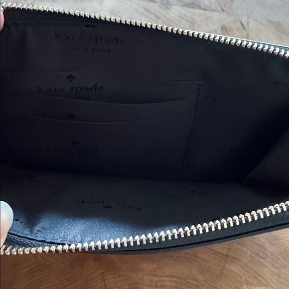 Kate Spade black glitter sparkle 2-sided zipper wristlet. New. - Picture 4 of 5